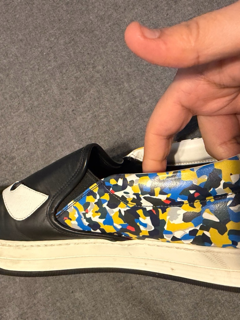 Fendi Leather Slip-On Sneakers with Multicolor Camouflage Accents - Picture 8 of 15
